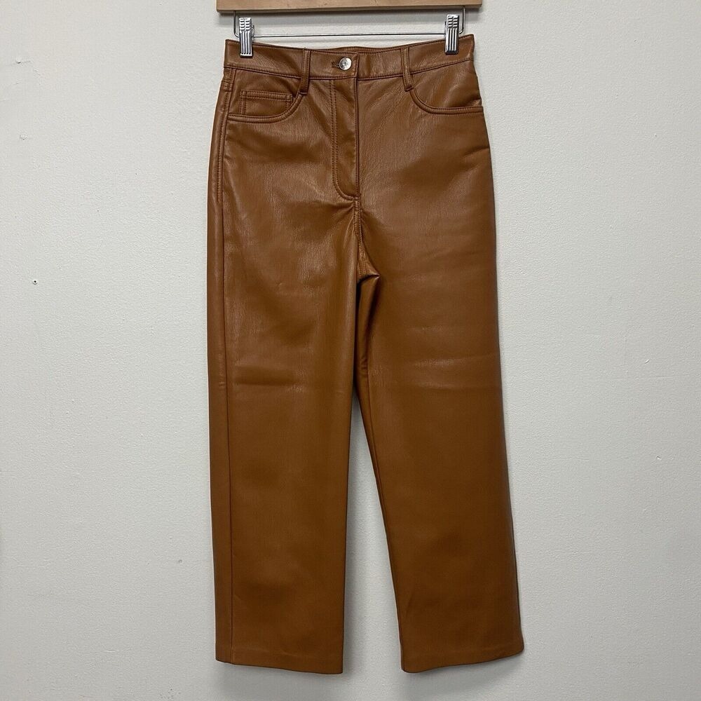 Aritzia Wilfred Women 2 Melina High Waisted Vegan Leather Pant Academia Spring - Picture 4 of 15